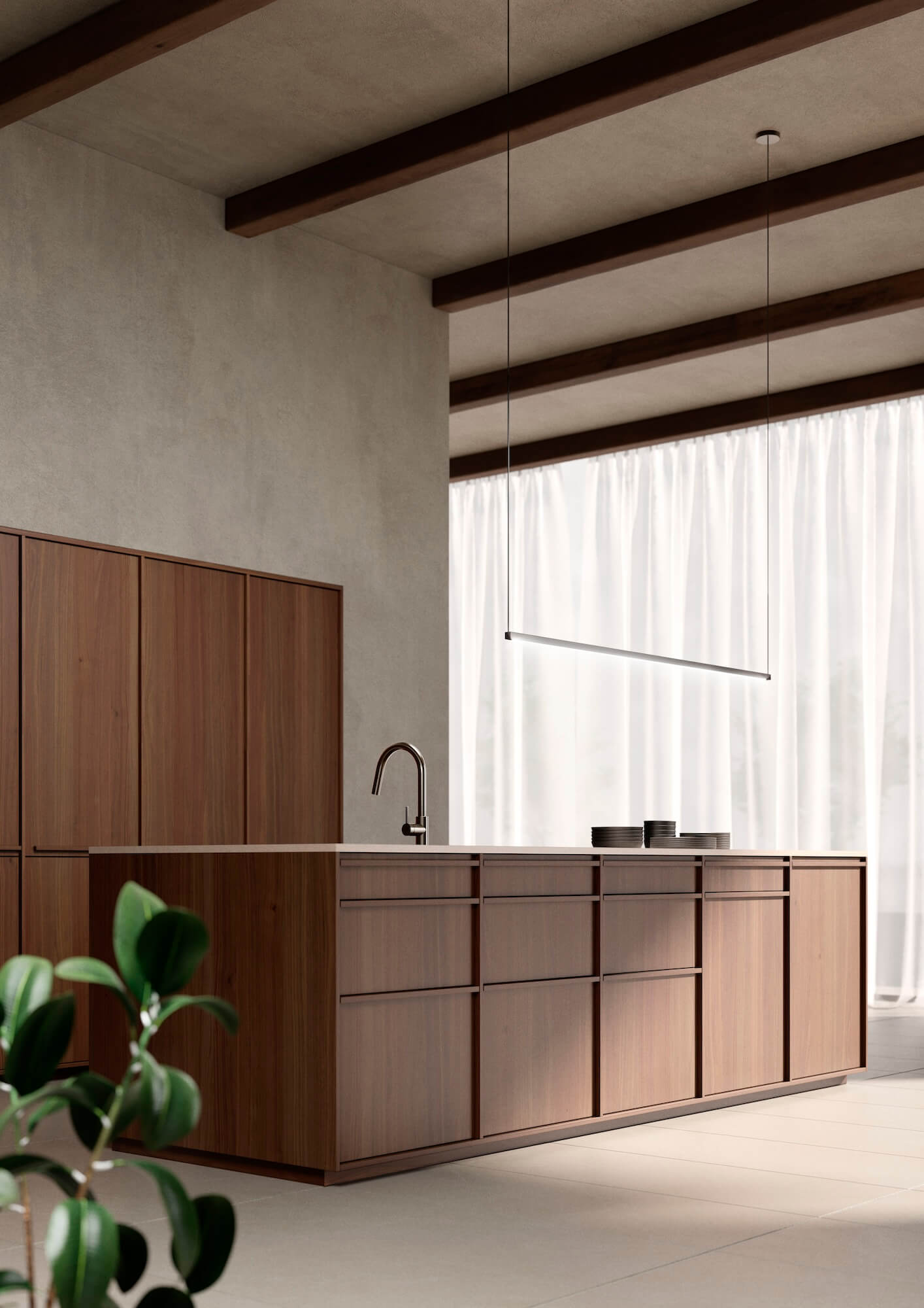 LEICHT_KYOTO_Design_Inselkueche_dunkles-Holz