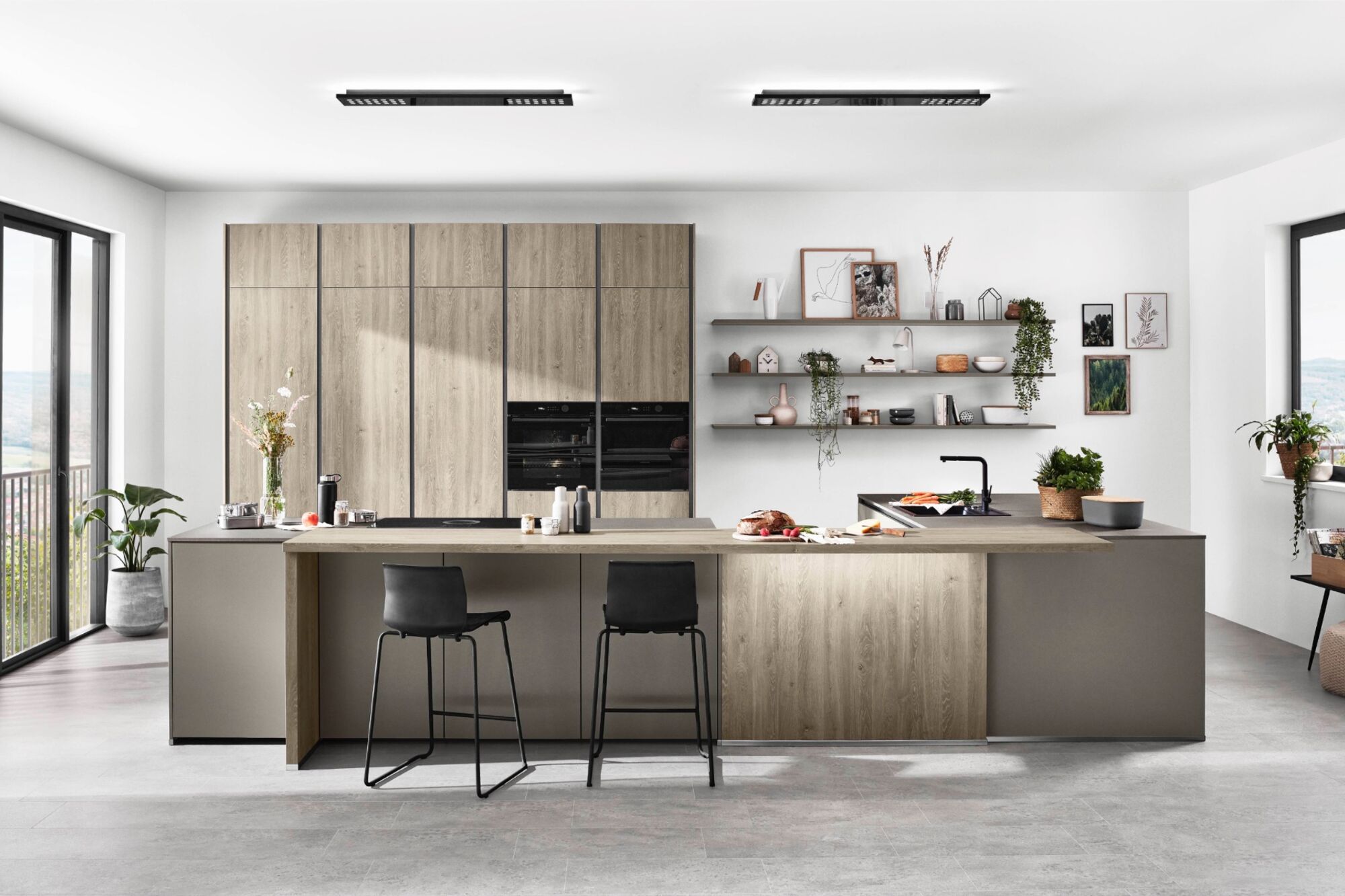 Nobilia Riva Kueche Grau Holz mit Insel