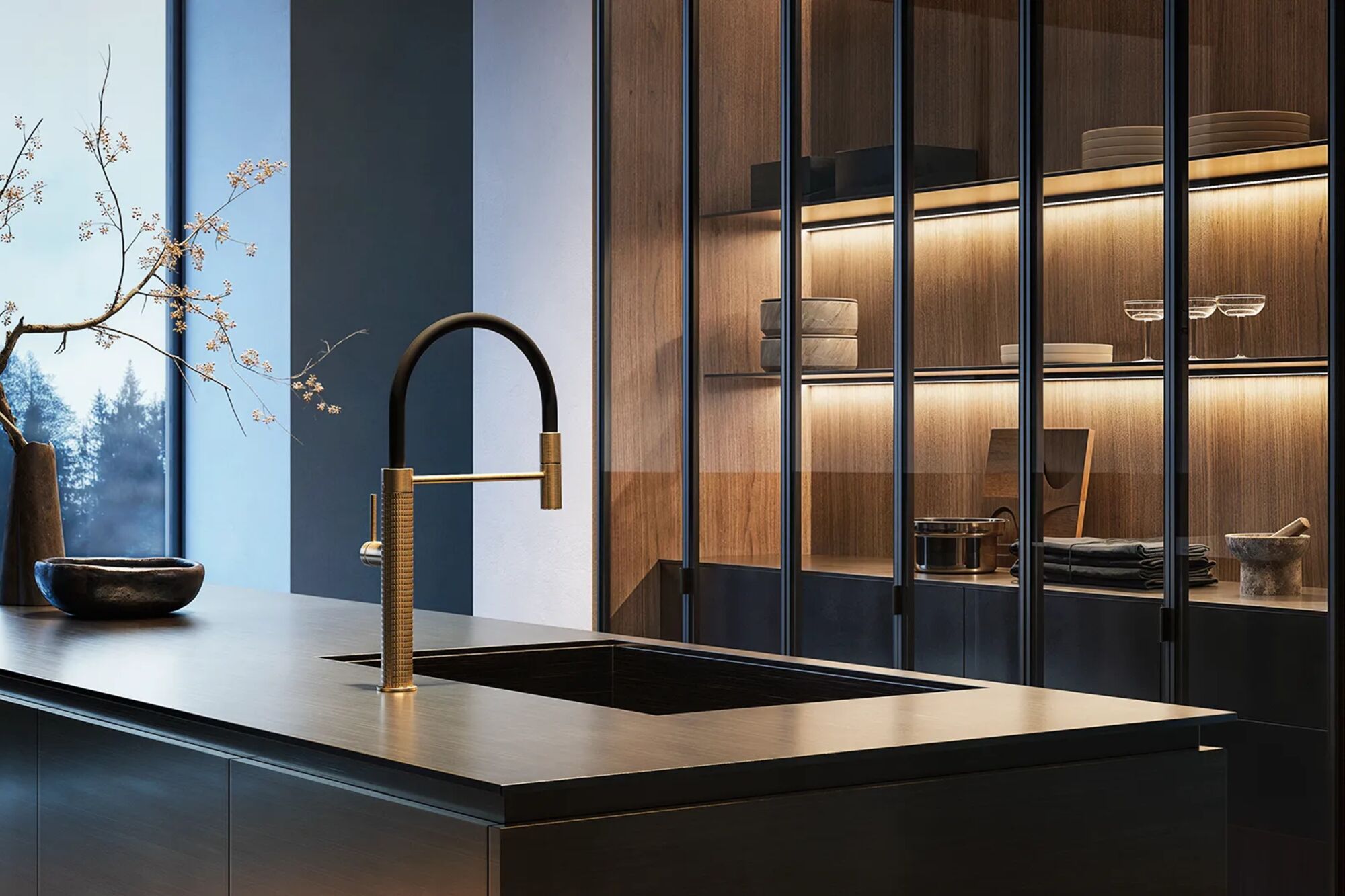 Kuechenzubehoer Marken gessi-316-kuechenarmatur-schwarz-messing-designkueche