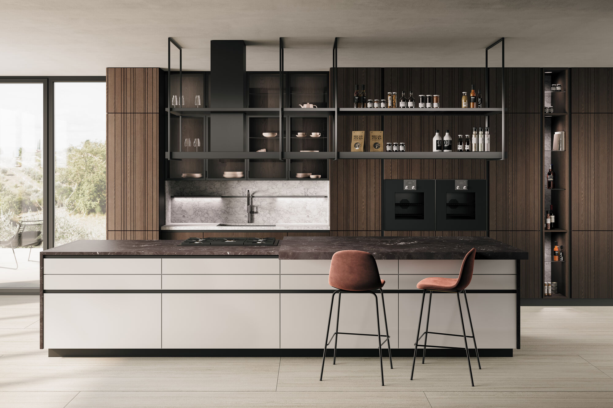leicht contino designkueche aluminium holz inselkueche